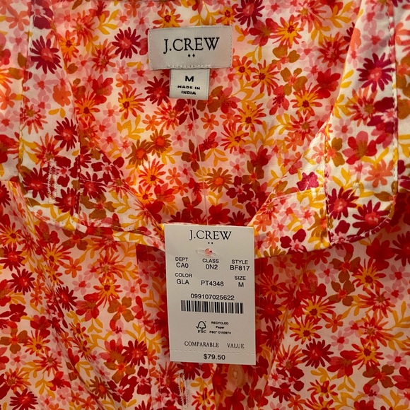 NWT J. Crew floral collared shirt, medium - Picture 2 of 4